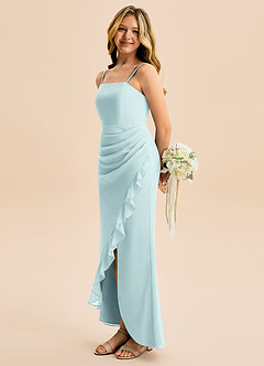 Azazie Buzzy Junior Robe Fourreau en Mousseline de soie Plissée Verre De Mer image1