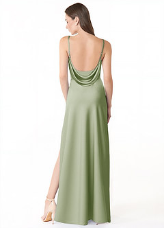 Azazie Alaija Bridesmaid Dresses Dusty Sage Mermaid Side Slit Stretch Satin Dress image4