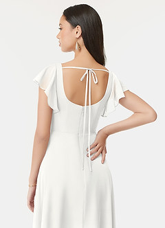 Azazie Bondi Bridesmaid Dresses White A-Line Ruffled Chiffon Dress image3