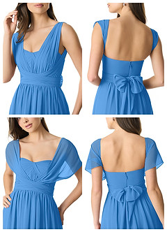Azazie Olani Bridesmaid Dresses Blue Jay A-Line Off the Shoulder Chiffon Convertible Dress image9
