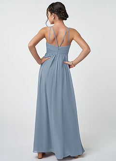 Azazie Leighton Junior Dusty Blue A-Line Pleated Chiffon Dress image3