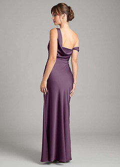 Azazie Madelyn Bridesmaid Dresses Plum Mermaid One Shoulder Stretch Satin Convertible Dress image2