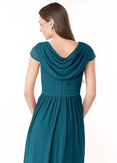 Azazie Organa Bridesmaid Dresses Ink Blue A-Line Pleated Chiffon Dress image6
