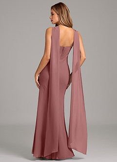 Azazie Kinsley Vestidos de damas de honor Vestido de Rosa Del Desierto de Gasa de Corte Sirena con Plisado image2