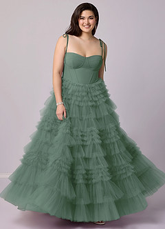 Barbie ♥ Azazie Final Sale Eucalyptus A-Line Sweetheart Neckline Tulle Dress image6