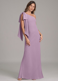 Azazie Capri Bridesmaid Dresses Wisteria A-Line One Shoulder Chiffon Dress image4