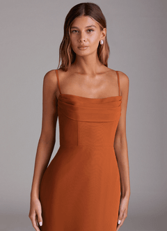 Azazie Saige Bridesmaid Dresses Cinnamon A-Line Off the Shoulder Chiffon Convertible Dress image2