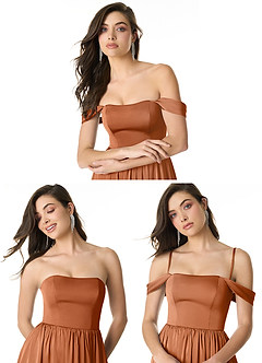 Azazie Morana Final Sale Amethyst A-Line Off the Shoulder Stretch Satin Convertible Dress image10