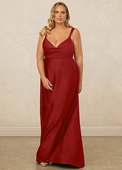 Christian Siriano Bridal for Azazie 1001 Bridesmaid Dresses Pomegranate A-Line Sweetheart Neckline Stretch Satin Dress image15