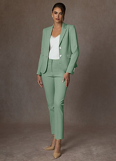 front Whitney Matcha Structured Stretch Full Length Pants Suit