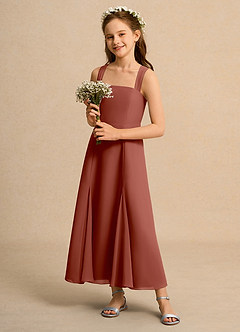 Azazie Tater Junior Formal Flower Girl Klänningar Klä A-Line i Chiffong Plisserad image6