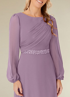 Azazie Priyanka Abiti per la Madre della Sposa Abito A-Line in Chiffon Plissettato con Scollo a Barca Glicine image7