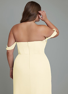 Azazie Johana Bridesmaid Dresses Lemon Sorbet Mermaid Off the Shoulder Chiffon Convertible Dress image14
