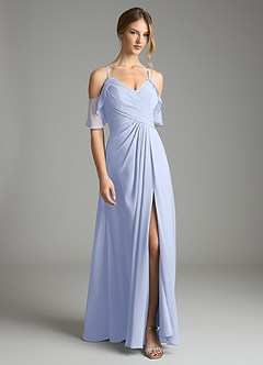 Azazie Dakota Vestidos de damas de honor Vestido de Hielo de Gasa de Corte en A con Cuello en V plisado image3