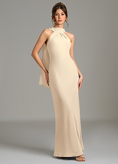 Azazie Cassiana Bridesmaid Dresses Champagne Mermaid Pleated Chiffon Dress image3