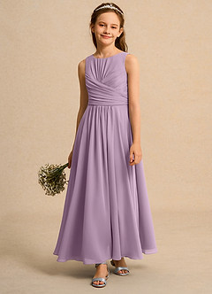 Azazie Ducky Girls Formal 플라워 걸 드레스 A라인 주름진 쉬폰 발목 길이 드레스 image4