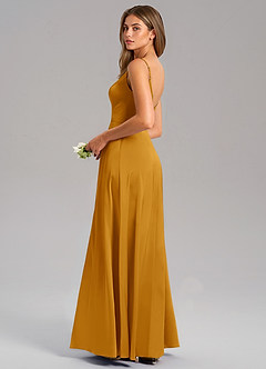 Azazie Talina Brautjungfernkleider A-Linie Stretch-Satin Kleid Butterscotch image6