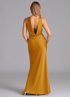 Azazie Lusinda Bridesmaid Dresses Butterscotch Mermaid Strapless Stretch Satin Dress image7