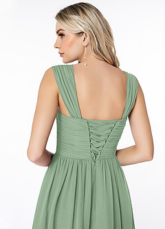 Azazie Angie Bridesmaid Dresses Matcha A-Line Corset Chiffon Dress image3