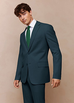 front Savile Teal Wool Blend Suit Jacket
