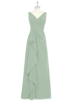 Azazie Julianna Robes de demoiselle d'honneur Robe Trapèze en Mousseline de soie Agave image6
