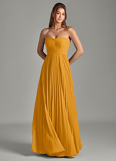 Azazie Chiana Bridesmaid Dresses Butterscotch A-Line Strapless Chiffon Dress image2