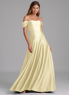 Azazie Seriana Suknie dla druhen Linia A Zza ramienia Satyna elastyczna Do ziemi Sukienka image4