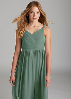Azazie Chanel Junior Eucalyptus A-Line Sweetheart Neckline Chiffon Dress image6
