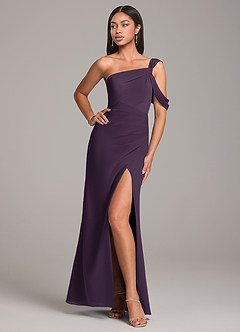 Azazie Wynter Final Sale Plum Sheath One Shoulder Chiffon Dress image3