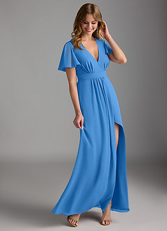 Azazie Zaniah Vestidos de damas de honor Vestido de Azul Grisaceo de Gasa de Corte en A image6