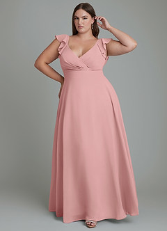 Azazie Leilani Bridesmaid Dresses Dusty Rose A-Line Pleated Chiffon Dress image6