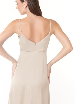Azazie Esmee Final Sale White Alabaster A-Line Pleated Stretch Satin Dress image6