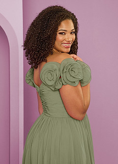 Barbie ♥ Azazie Bridesmaid Dresses Pistachio A-Line Off the Shoulder Chiffon Convertible Dress image21