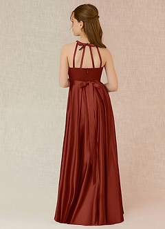 Azazie Arianthe Junior Terracotta A-Line with Pockets Stretch Satin Dress image2
