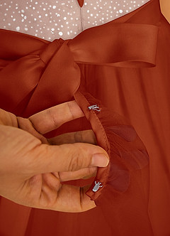 Azazie Tay Flower Girl Dresses Paprika A-Line Sequins Tulle Dress image4