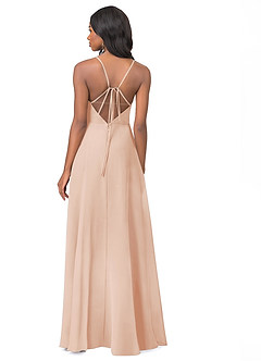 Azazie Everleigh Brautjungfernkleider A-Linie Herzchen Gefaltet Chiffon Kleid Englisches Rosa image3