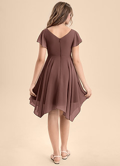 Azazie Janeaurelia Junior Abito A-Line in Chiffon Plissettato Espresso image2