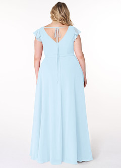 Azazie Claudine Bridesmaid Dresses Sky Blue A-Line Flutter Sleeve Chiffon Dress image8