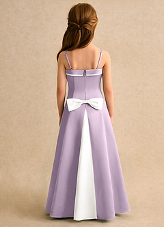 Azazie Izel Girls Formal vestidos de niña de las flores Vestido de Marfil Lila Esmerilada de Satin Mate de Corte en A con Plisado image4
