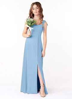 Azazie Rosey Junior Powder Blue A-Line Sweetheart Neckline Chiffon Dress image4