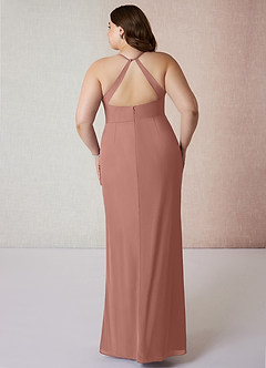 Azazie Becca Bridesmaid Dresses Cedar Rose Sheath V-Neck Chiffon Dress image8