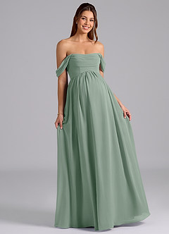 Azazie Saige Abiti da damigella d'onore premaman Abito A-Line Plissettato Chiffon Floor-Length image4