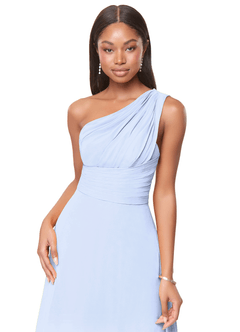 Azazie Ashley Bridesmaid Dresses Ice A-Line Ruched Chiffon Dress image3