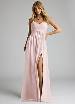 Azazie Alia Bridesmaid Dresses Blushing Pink A-Line Pleated Chiffon Dress image1