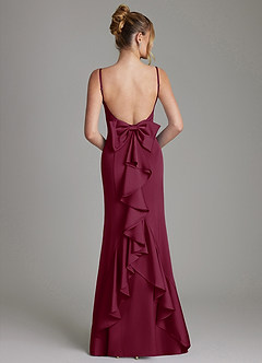 Azazie Zherra Bridesmaid Dresses Mulberry Mermaid Bow Stretch Satin Dress image5