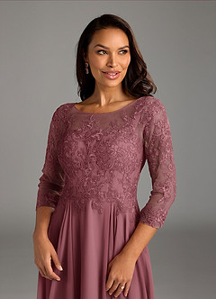Azazie Marge Kleider für die Brautmutter A-Linie Schaufel Spitze Chiffon Kleid Wüstenrose image5