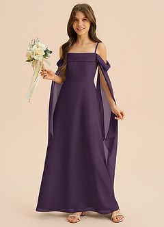 Azazie Moana Junior Linia A Pofałdowany Szyfon Długość podłogi Młodsza druhna Sukienka image4