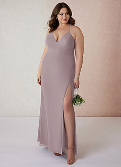 Azazie Becca Bridesmaid Dresses Dusk Sheath V-Neck Chiffon Dress image7
