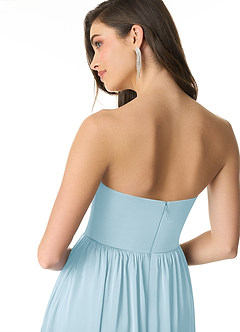 Azazie Morana Final Sale Sky Blue A-Line Off the Shoulder Stretch Satin Convertible Dress image8