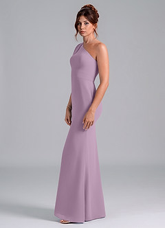 Azazie Rinna Bridesmaid Dresses Wisteria Mermaid One Shoulder Chiffon Dress image4